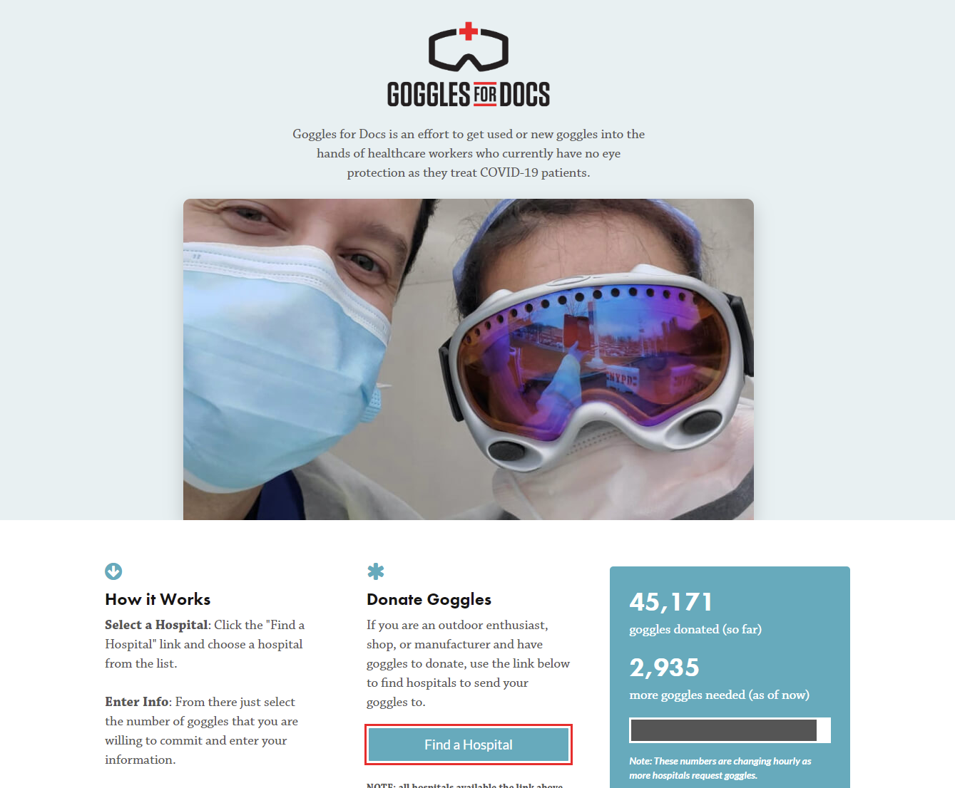 screenshot of goggles for docs website