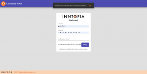 screenshot of 2fa system on inntopia crs