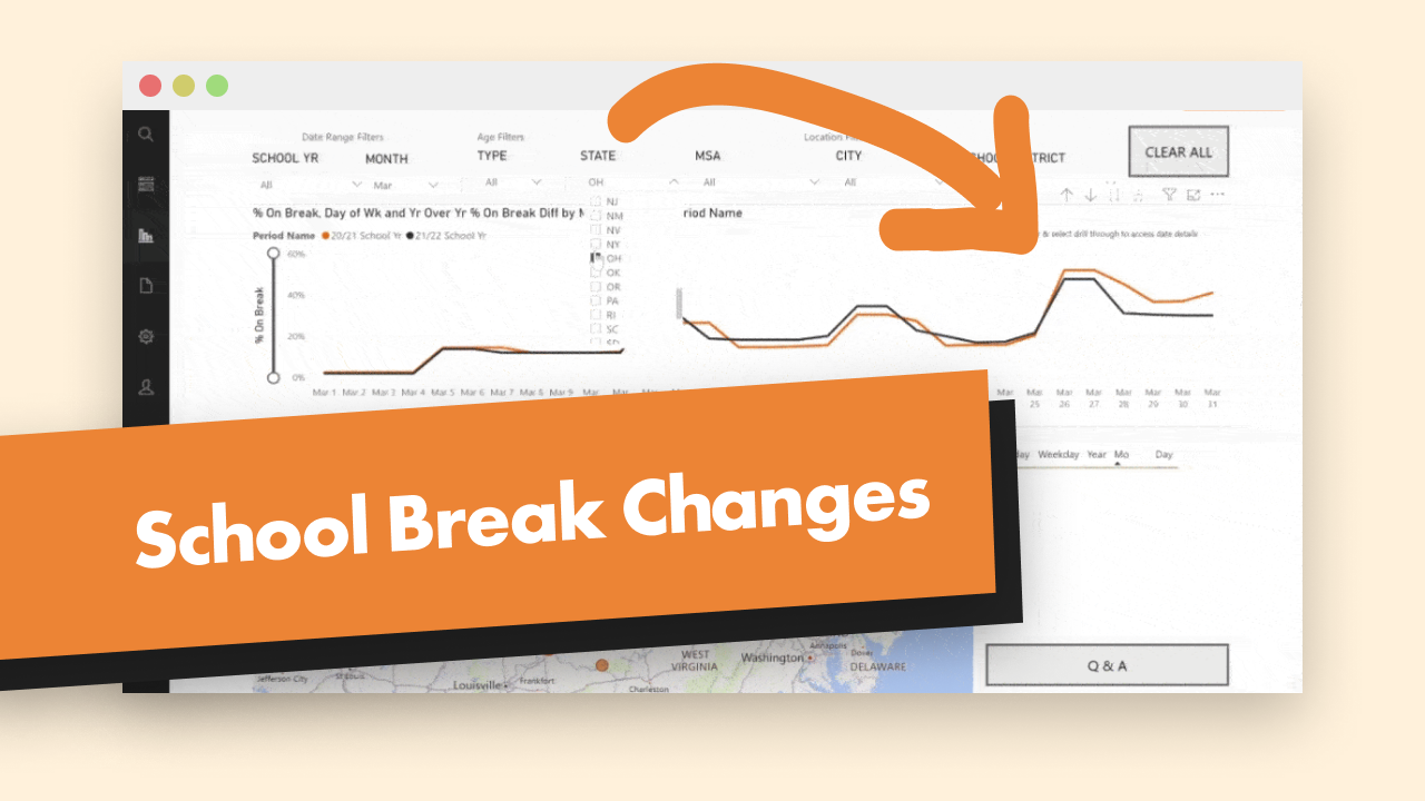 screenshot of SCX with school break changes overlaid