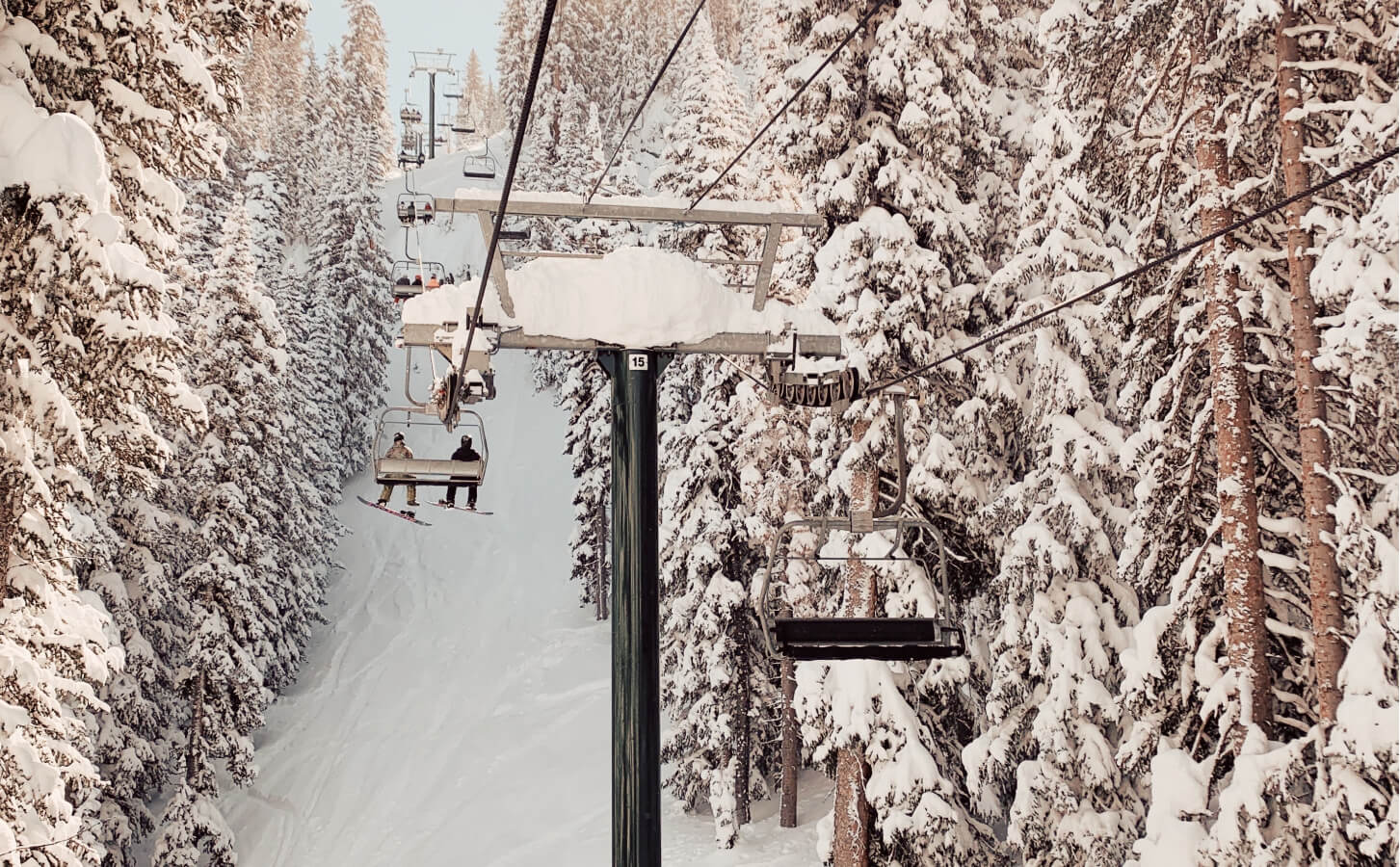 photo of snow covered trees and ski lift