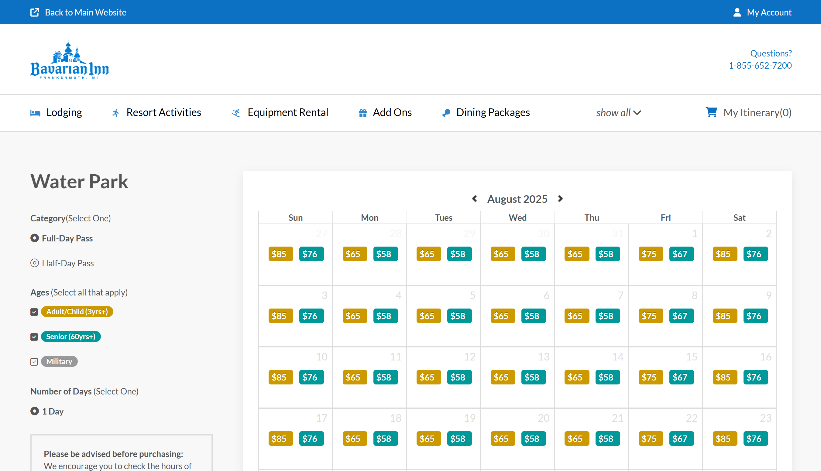 screenshot of bavarian blast tickets