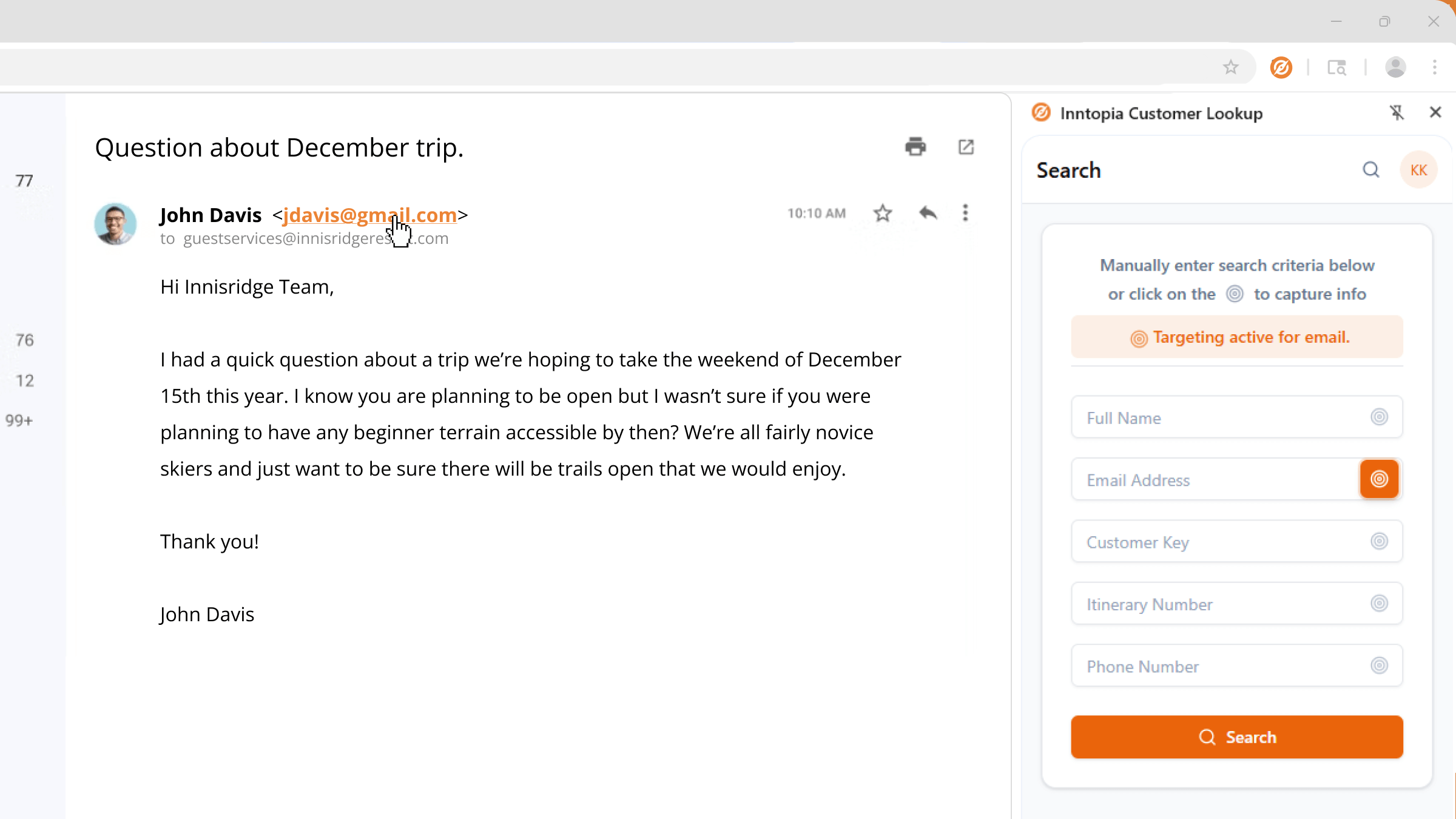 targeting email address of guest